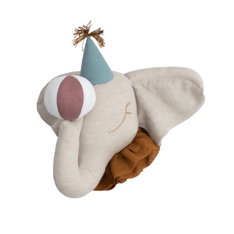 The Linen Elephant With The Turquoise Cap- Love Me Decoration
