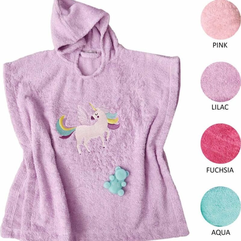 Unicorn Magic Poncho Kids Bath σε 4 Χρώματα – ροζ