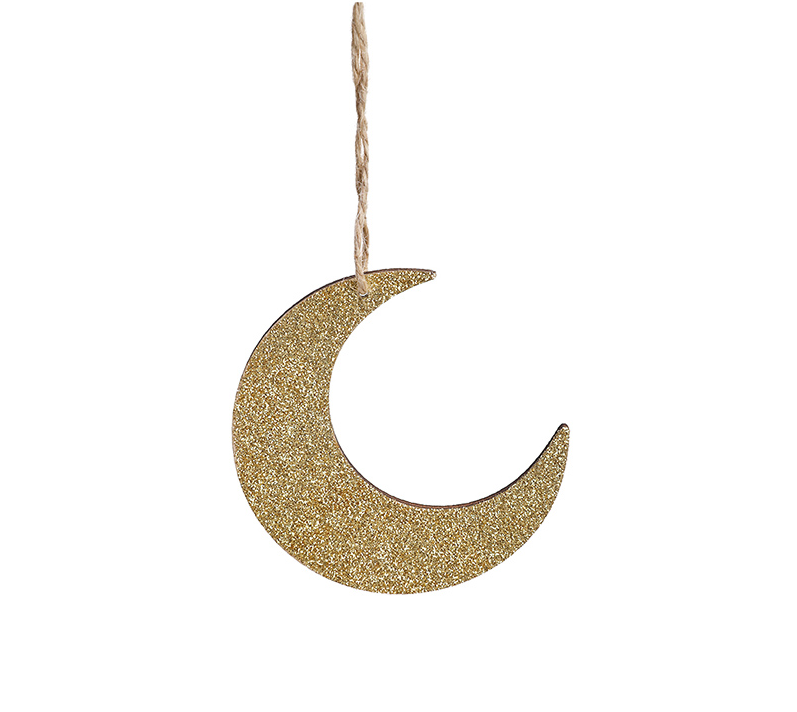 Ξύλινο Φεγγάρι Με Χρυσό Glitter