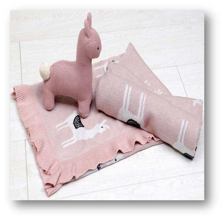 Lama Toy Βρεφική Κουβέρτα Pink