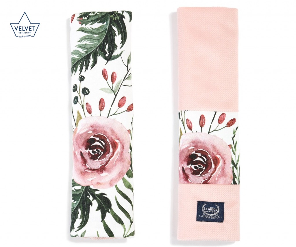 Wild Blossom Velvet Jersey Seat Belt Cover Powder Pink