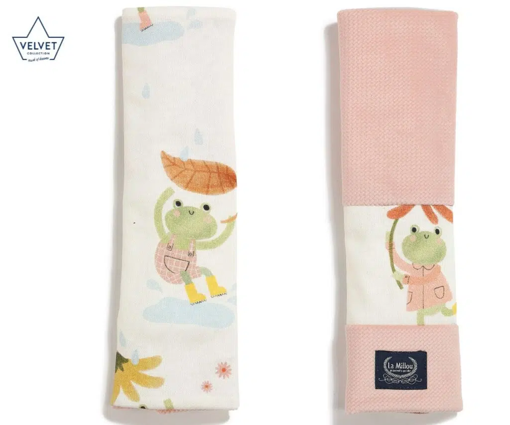 Frogs Velvet Jersey Seat Belt Cover Powder Pink